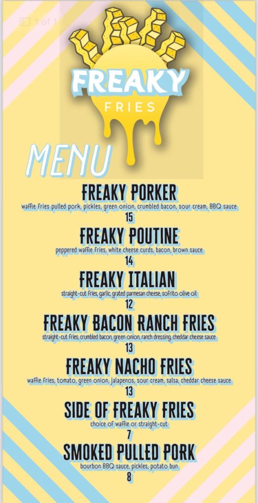 freaky fries menu